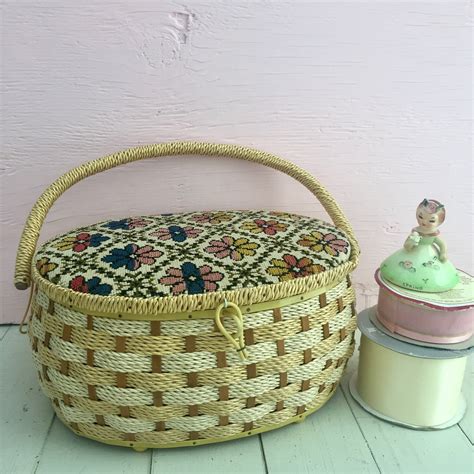 metal singer sewing box|vintage large sewing basket.